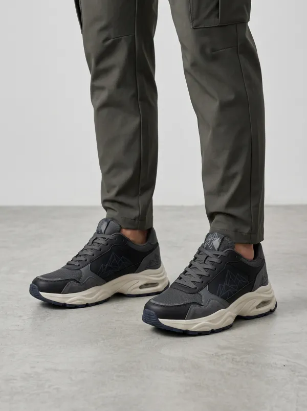 Men's Charcoal Grey Outdoor Mountain Geometric Athletic Sneakers