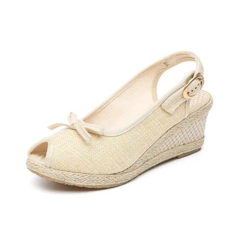 Buckle Strap Wedge Slide Sandals