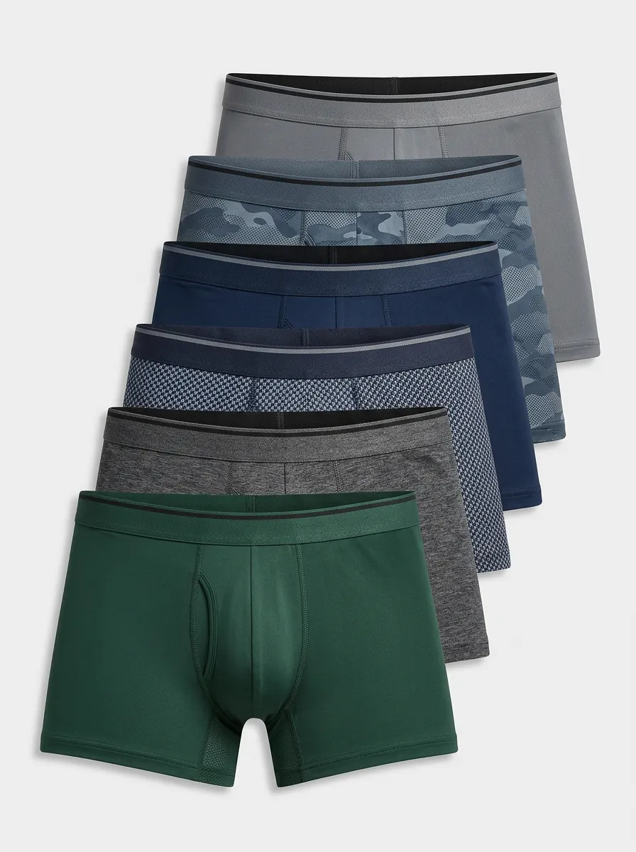 Men's Multi Pattern Camo and Solid 6-Pack Boxer Briefs