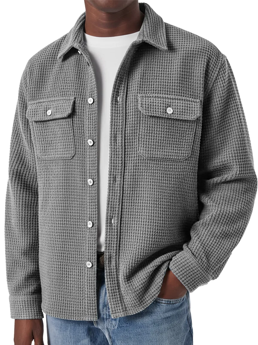 Textured Knit Double Pocket Shirt