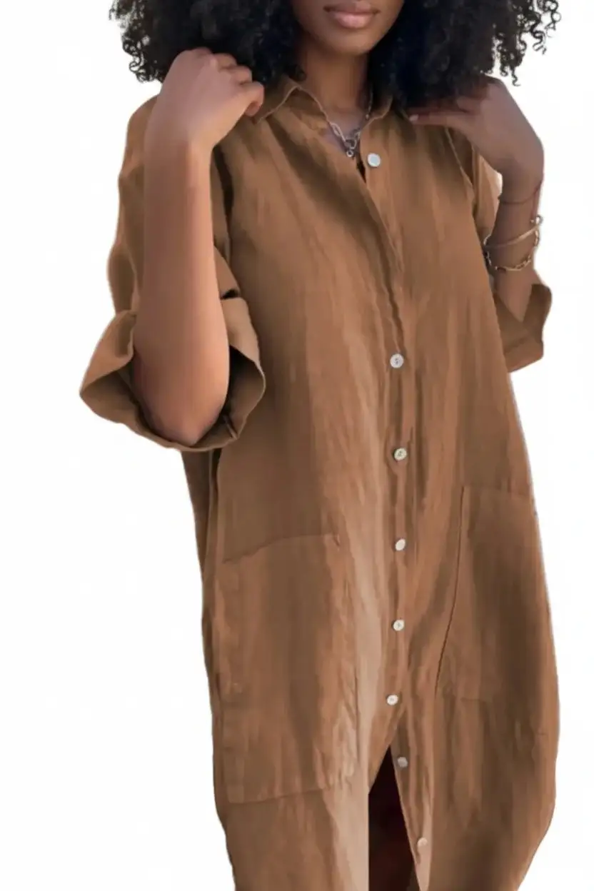Simple Button Detail Shirt Dress