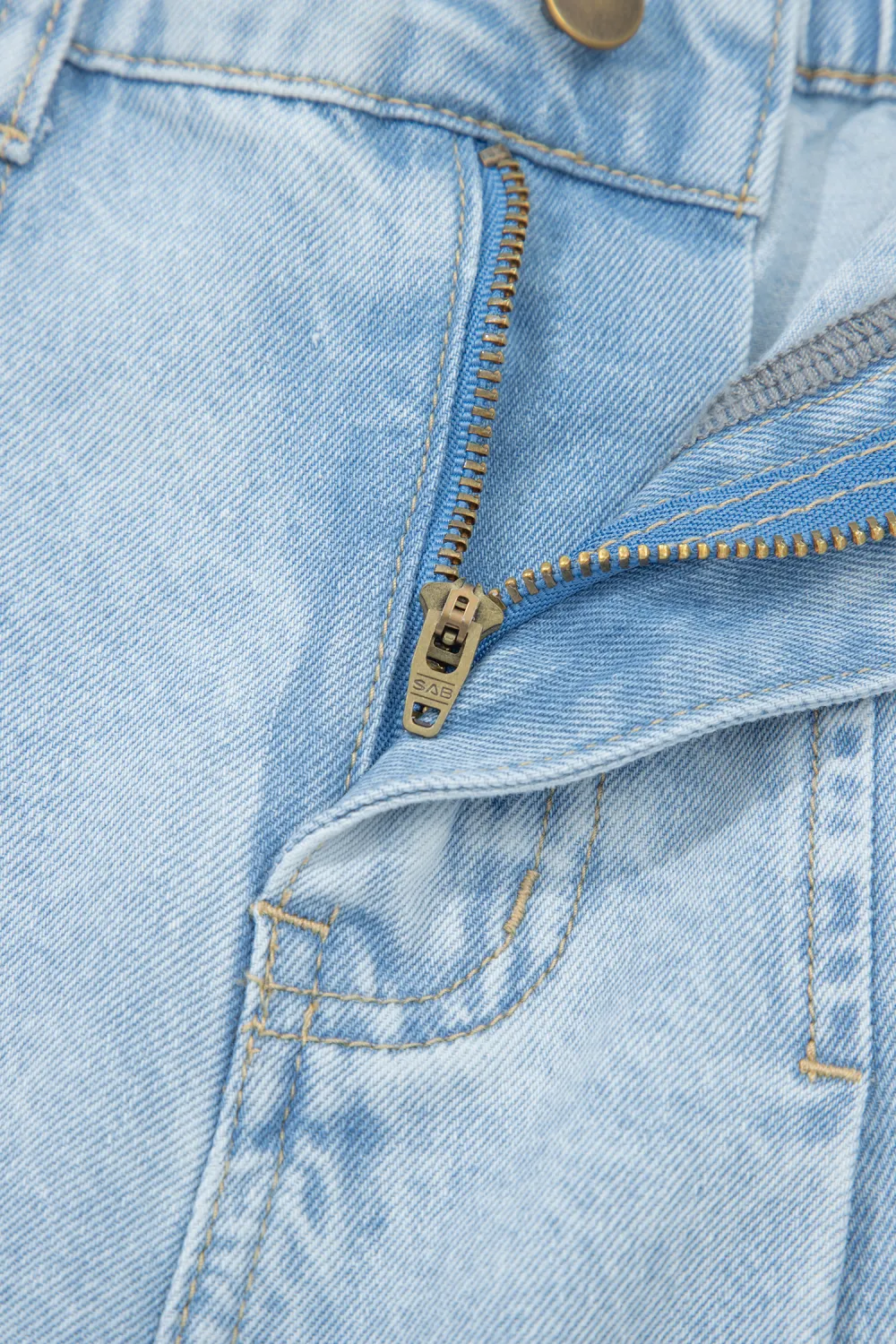 Light Blue Studded Wide Leg Jeans