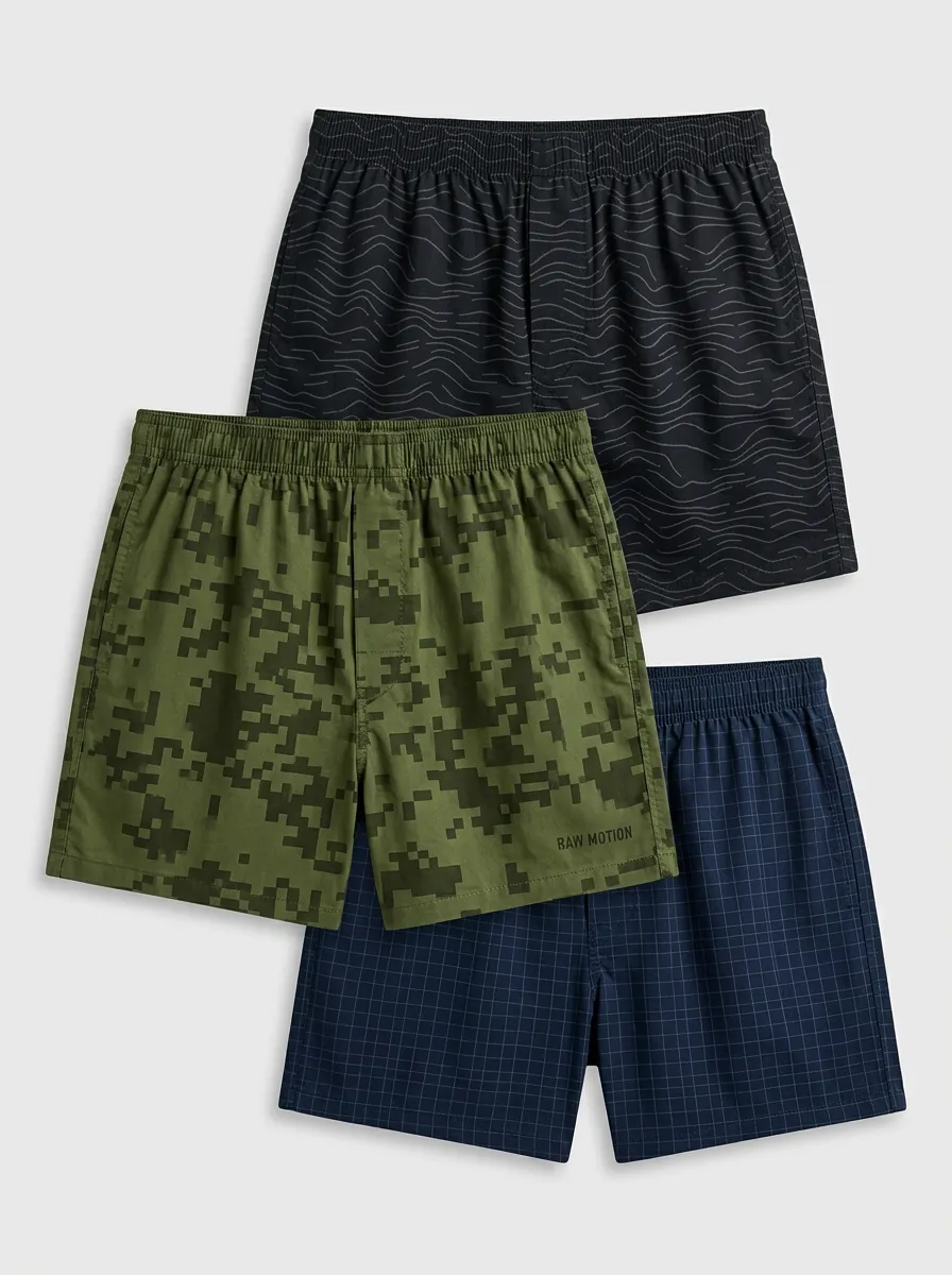 Graphic Camo Grid Boxer Set