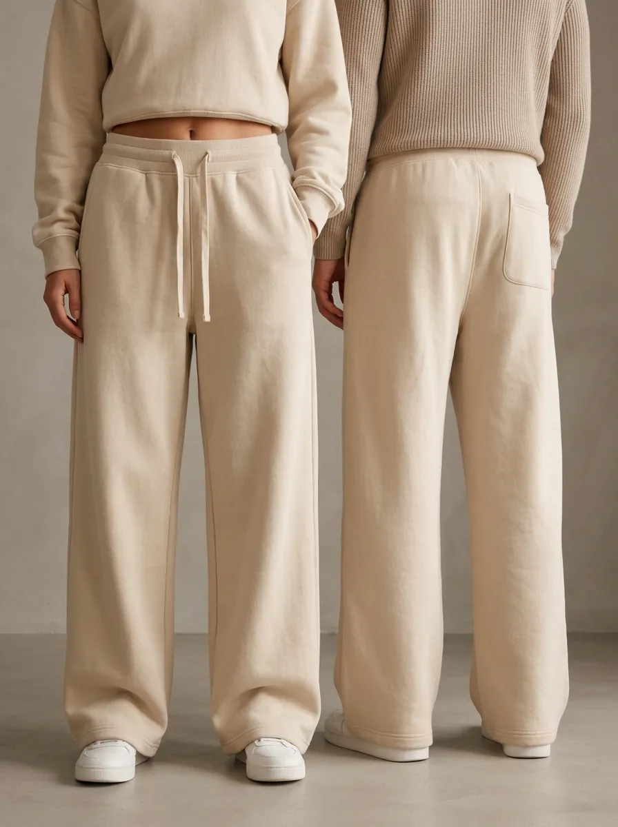 Unisex Drawstring Soft Wide-Leg Track Pants