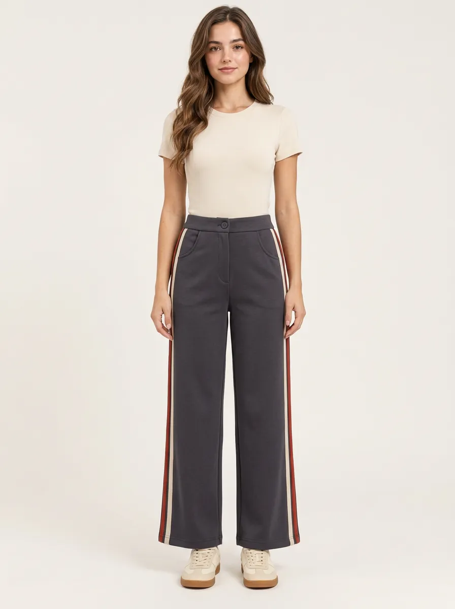Women's Minimal Side-Stripe Wide-Leg Tailored Trousers