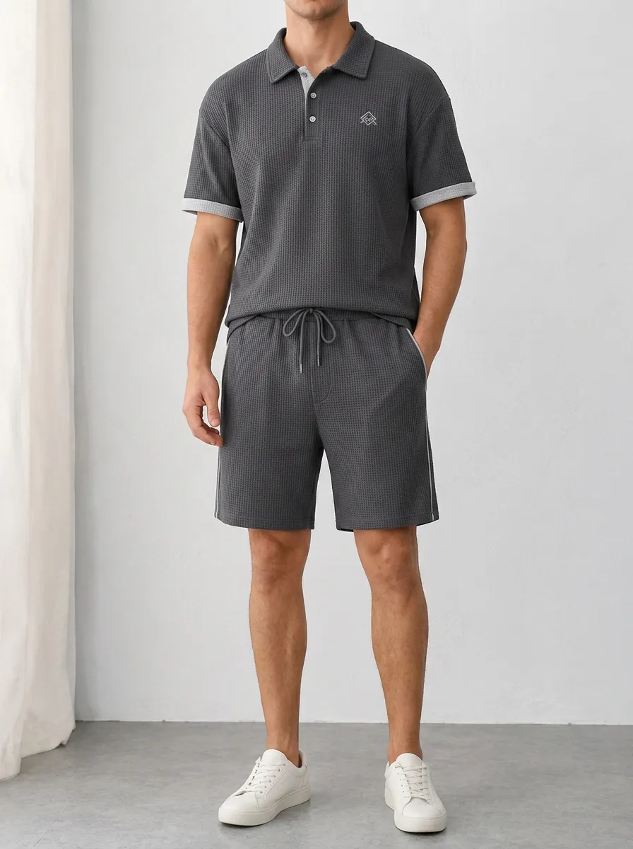 Men's Everyday Waffle Knit Contrast Trim Polo Shirt