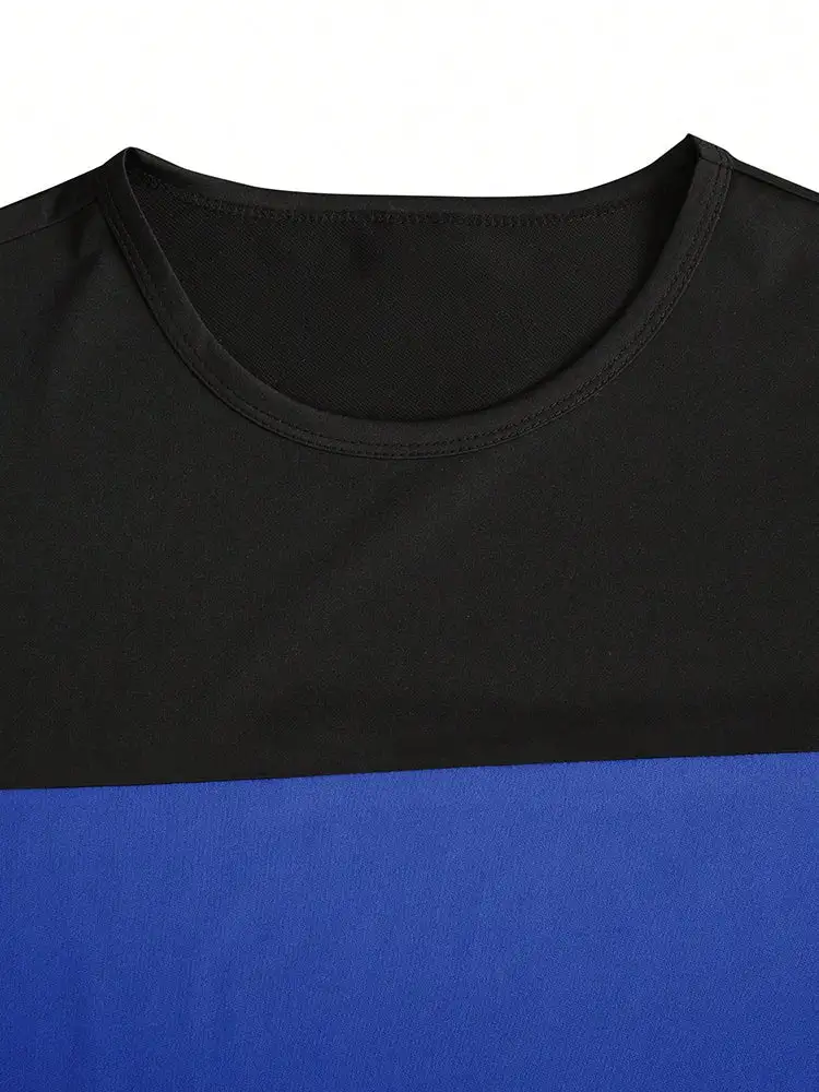 Casual Sporty Colorblock T-Shirt and Shorts Set
