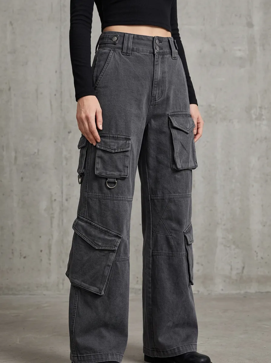 Minimal Multi Pocket Utility Look Women's Multi Pocket Cargo Pants