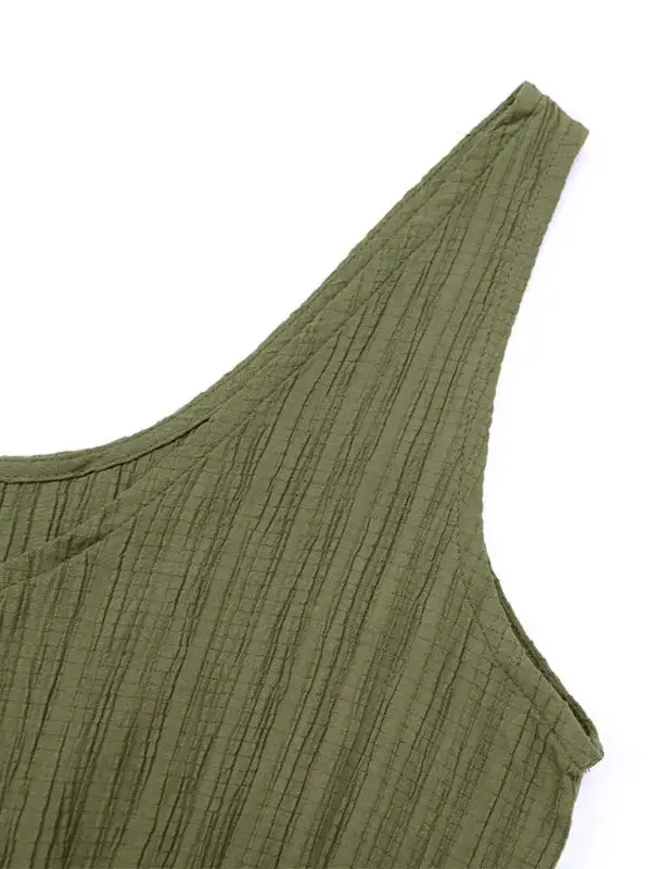 Simple Clean Texture Vest Jumpsuit
