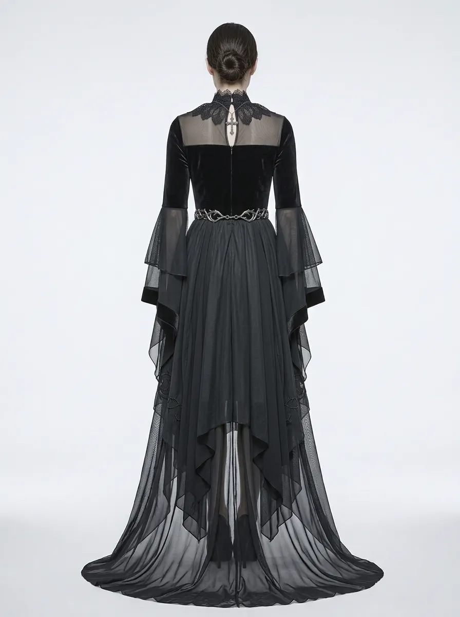 Punk Skull Cross Lace Silhouette Women's Gothic Dress