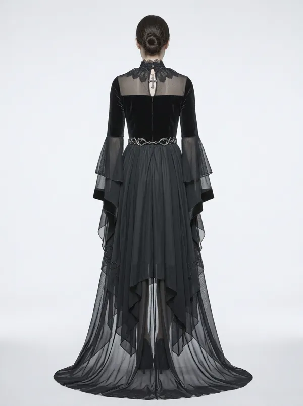 Punk Skull Cross Lace Silhouette Women's Gothic Dress