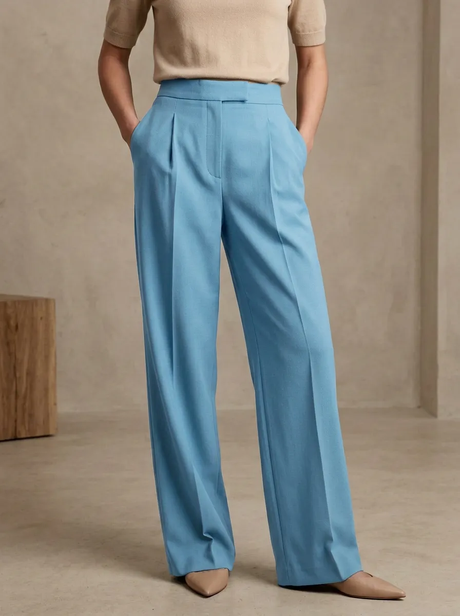 Everyday Streamlined Pleated High Rise Wide Leg Trousers