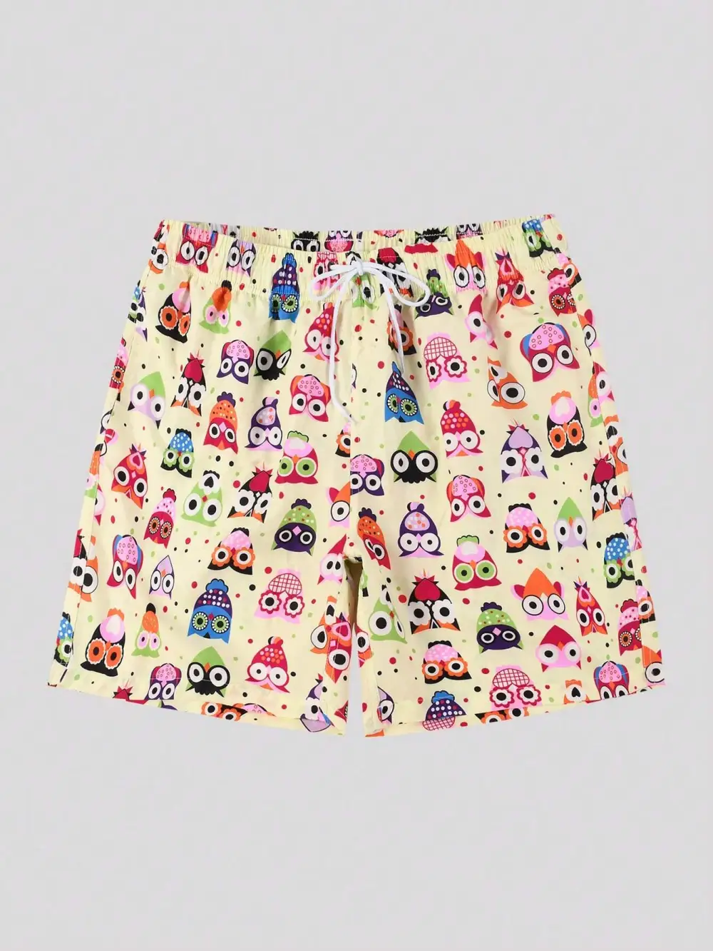 Men's Allover Cartoon Graphic Print Beach Shorts