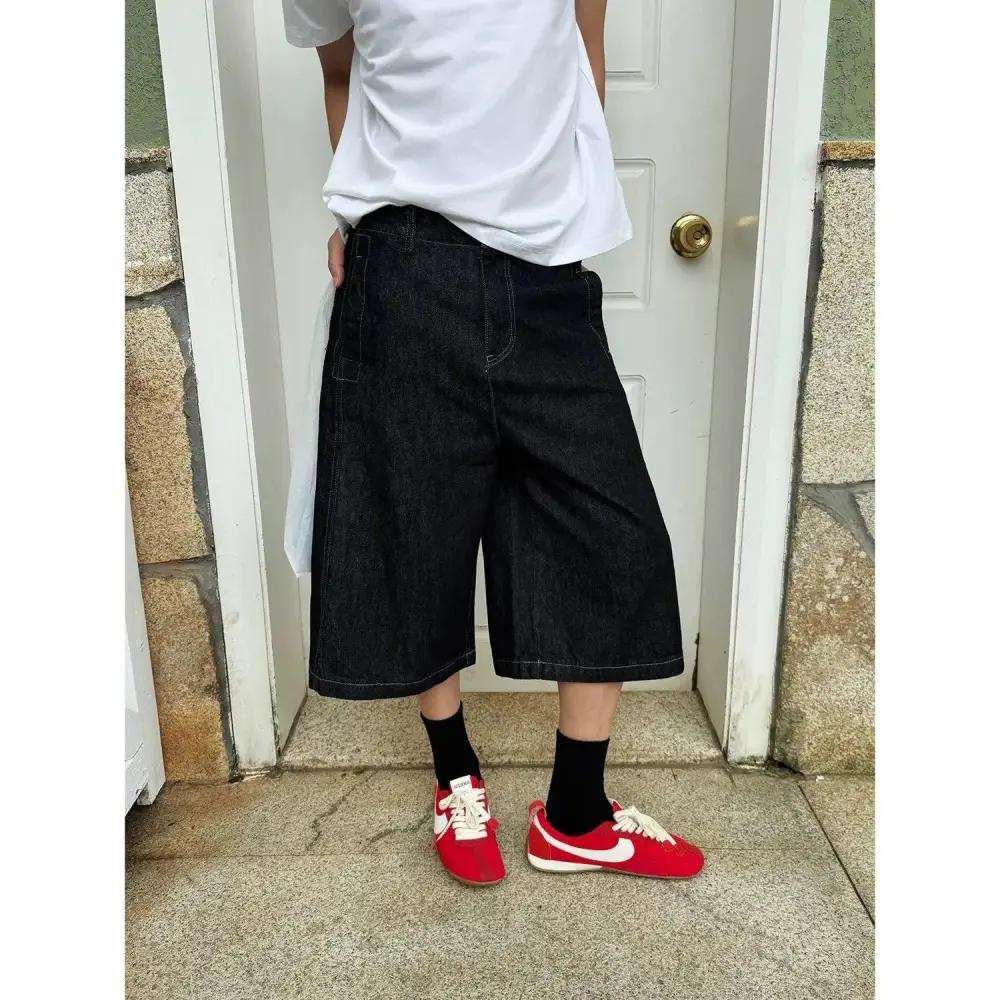 Washed Straight Leg Shorts