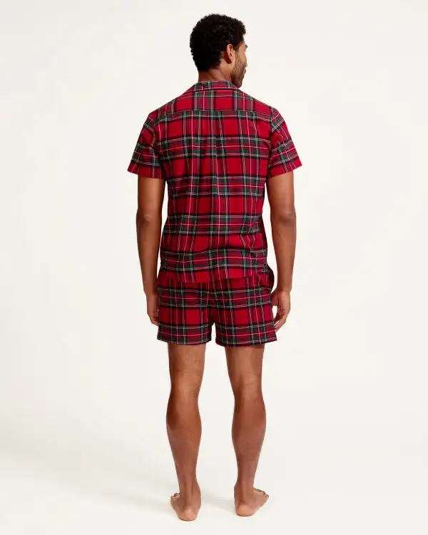 Brushed Twill Tartan Pajama Short Set