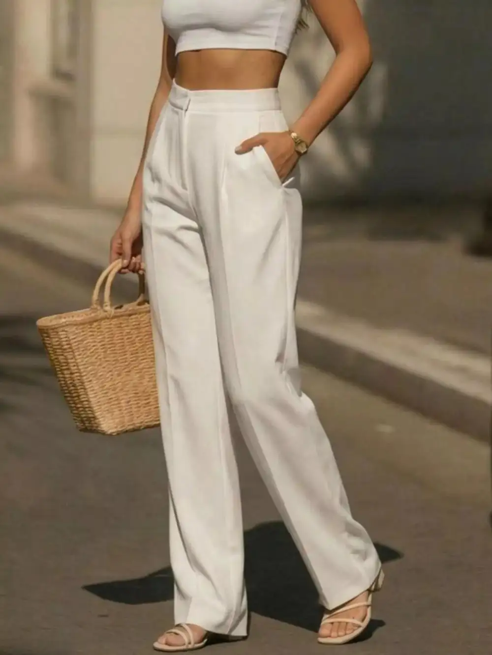 Classic High Waisted Wide Leg Pants