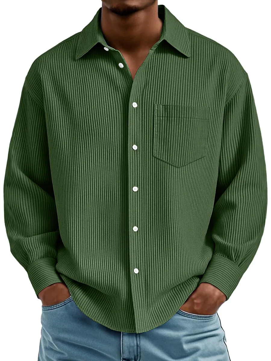 Ribbed Knit Pocket Shirt