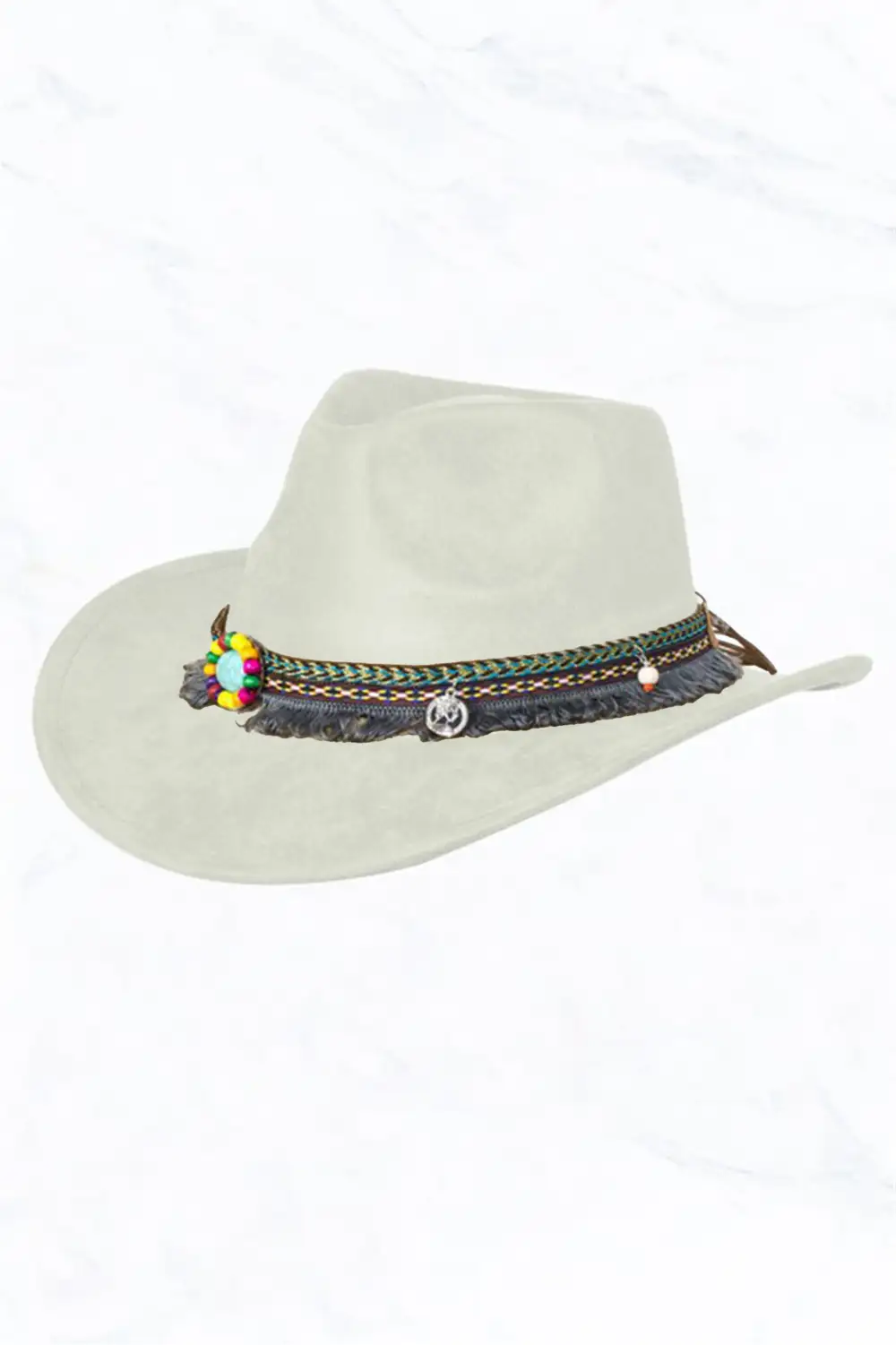 Suede Regular Cowboy Fedora Hat with Native Belt