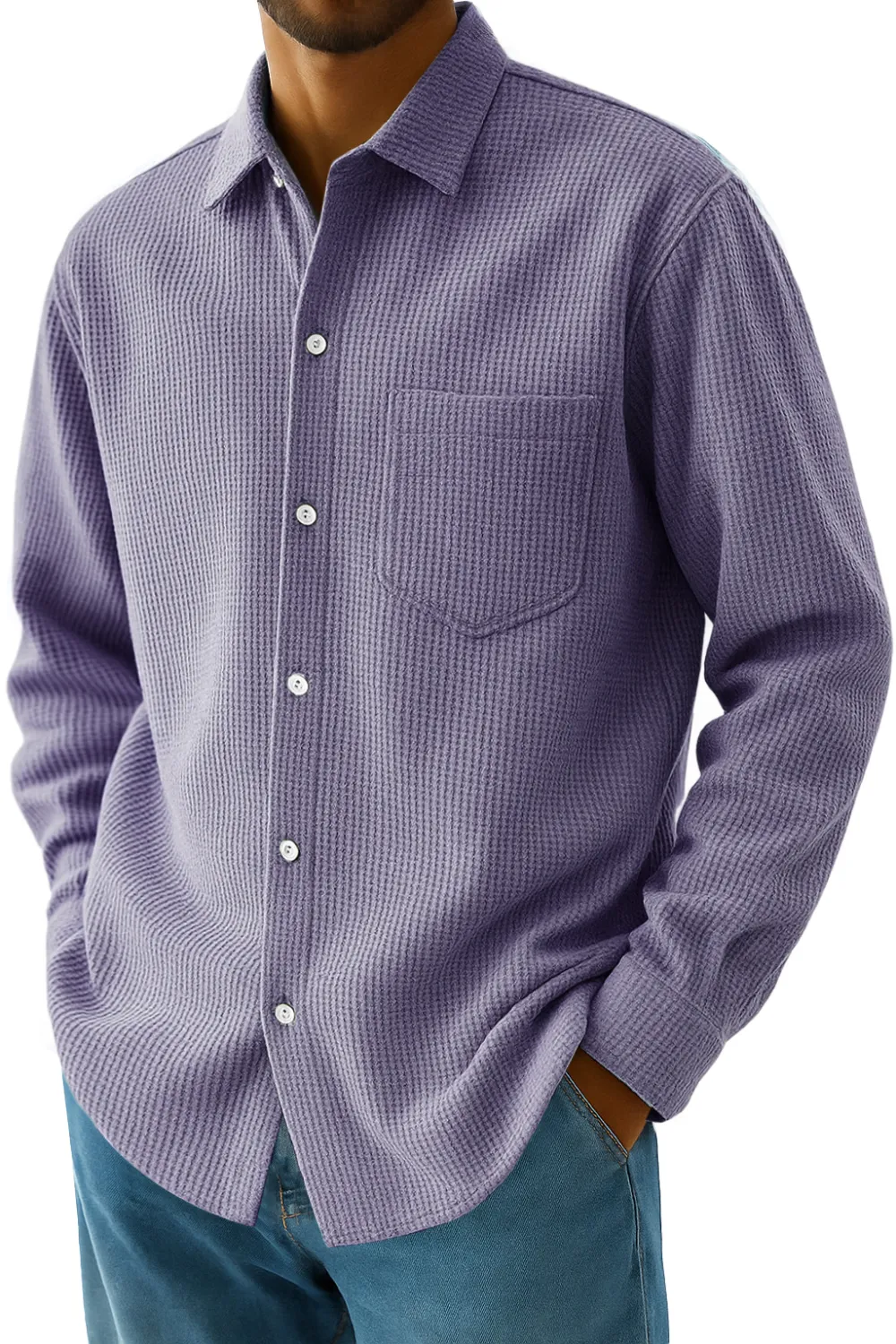 Relaxed Textured Knit Pocket Shirt
