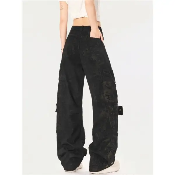 Women's Wide Leg Loose Fit Distressed Cargo Pants