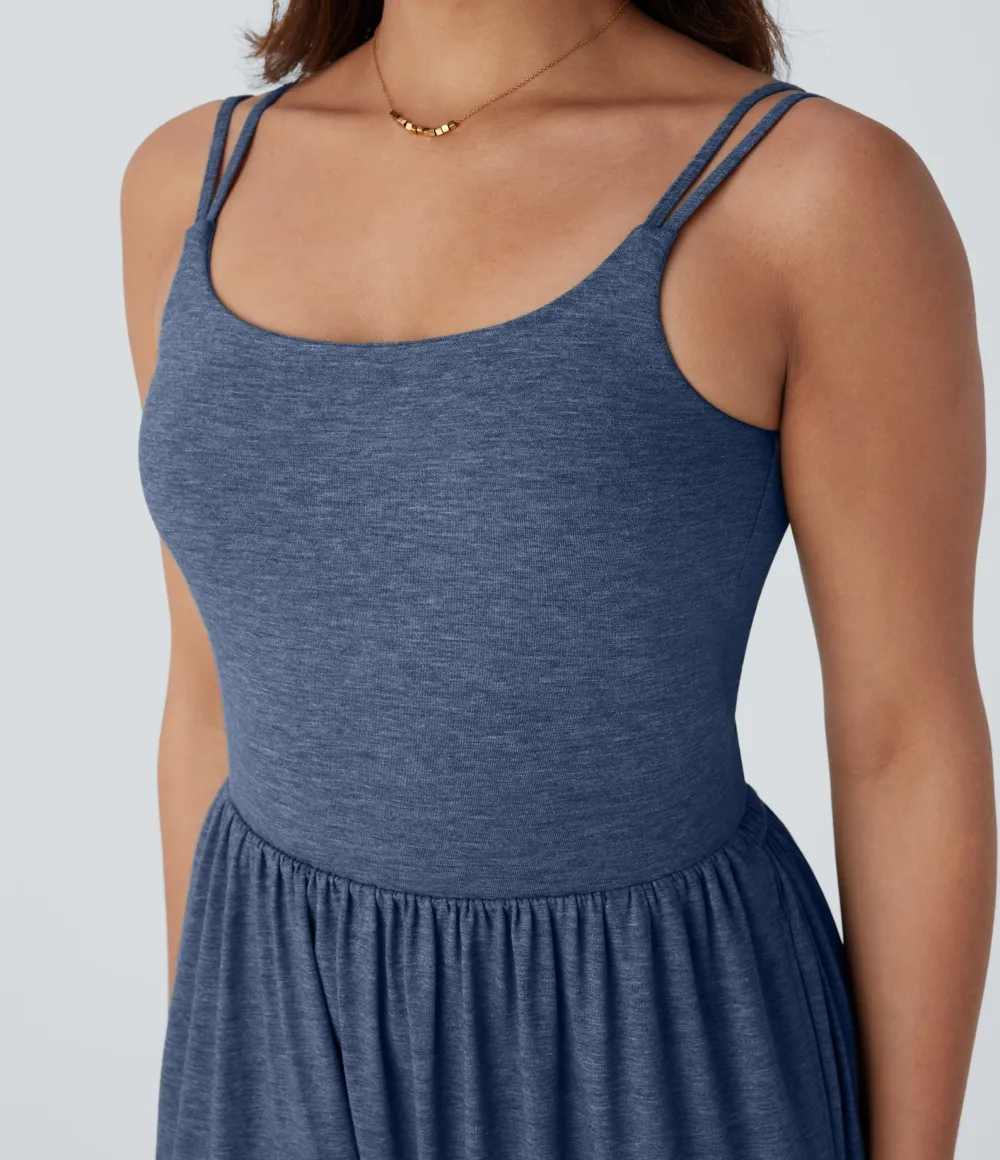 Double Straps Pocket Harem Casual Jumpsuit-Easy Peezy