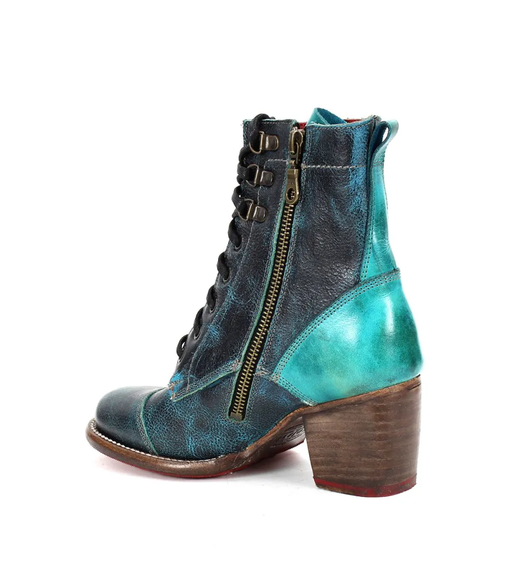 Cap-Toe Side-Zip Lace-Up Boots
