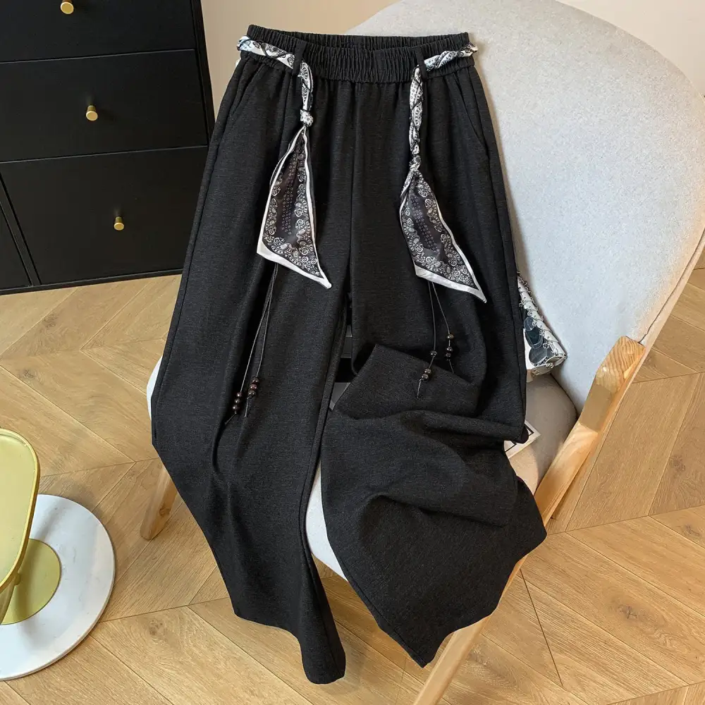 Streamlined High Waist Loose Straight Leg Pants