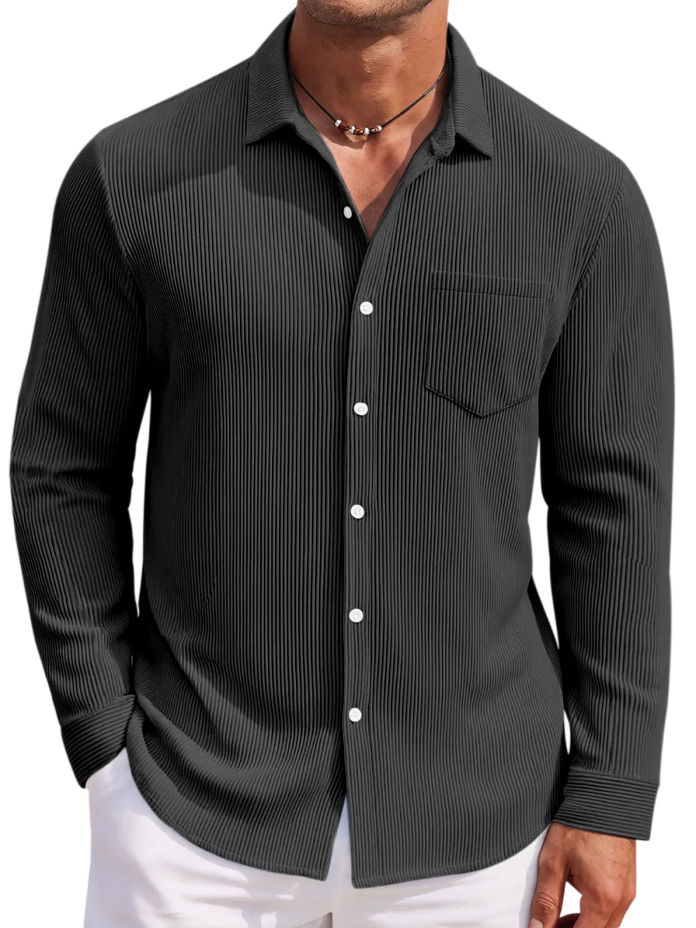 Long Sleeve Open Collar Shirt
