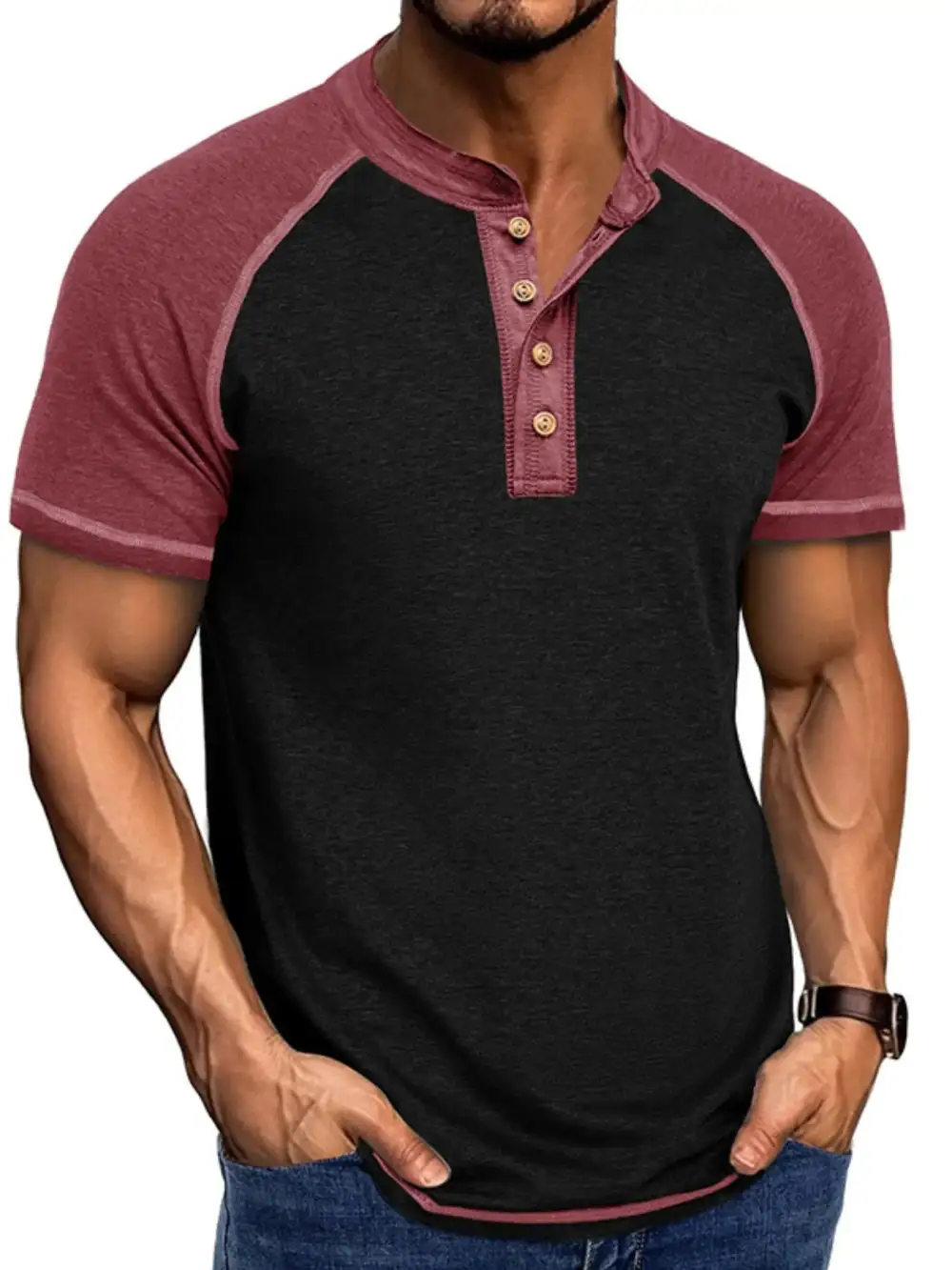 Contrast Detail Henley Tee