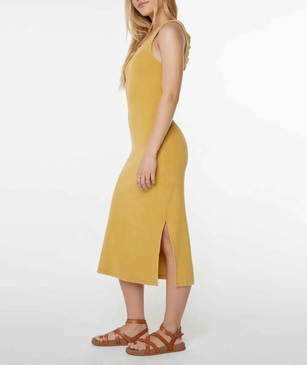 Stretch Cotton Ribbed Figure-Hugging Dress