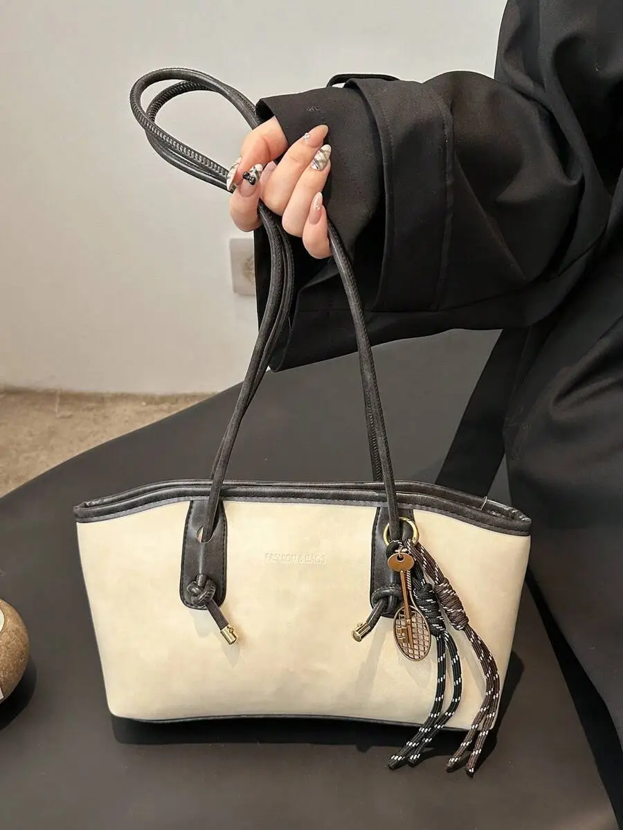 Urban Sport: Letter-Print PU Leather Bowling Bag