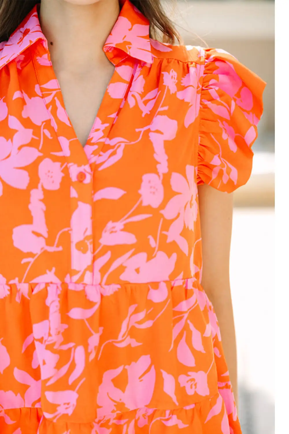 Everyday Floral Button Front Collared Blouse