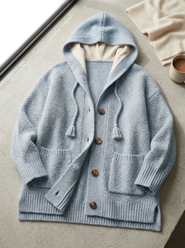 Weekend Fleece Buttoned Hooded Cardigan