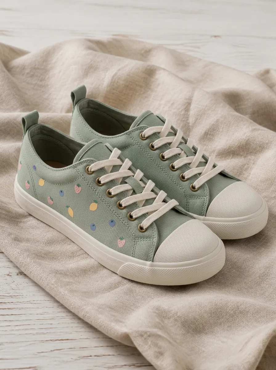 Women's Refined Fruit Lover Strawberry Lemon Patterned Canvas Shoes