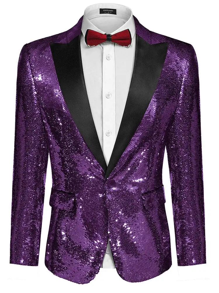 S Shiny Sequins Suit Jacket Coat