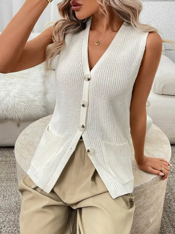 Button Down Knit Sweater Vest
