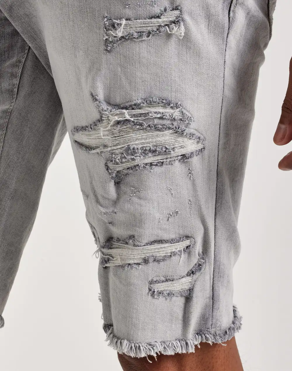 Relaxed Basic Distressed Denim Shorts