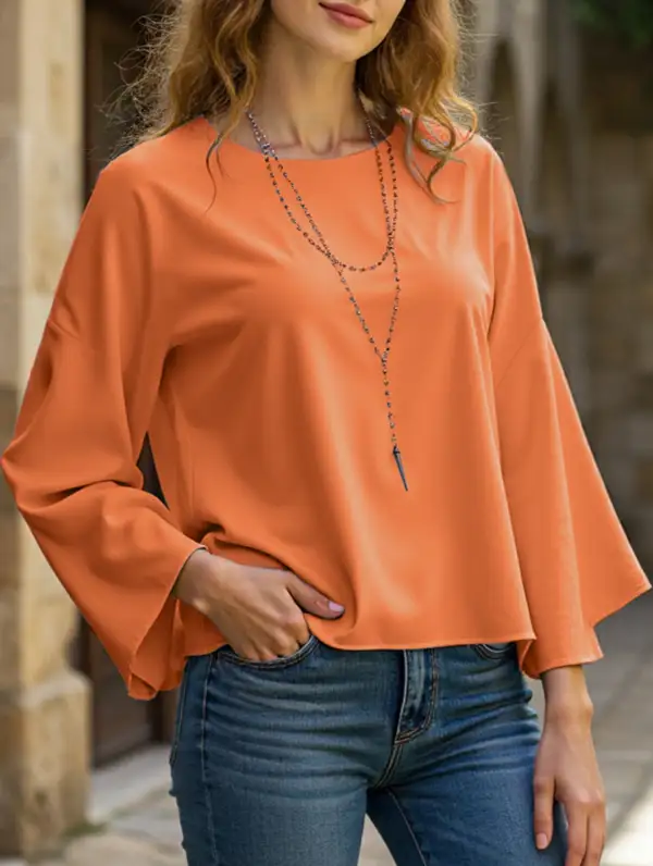 Round Neck Loose Waist Top