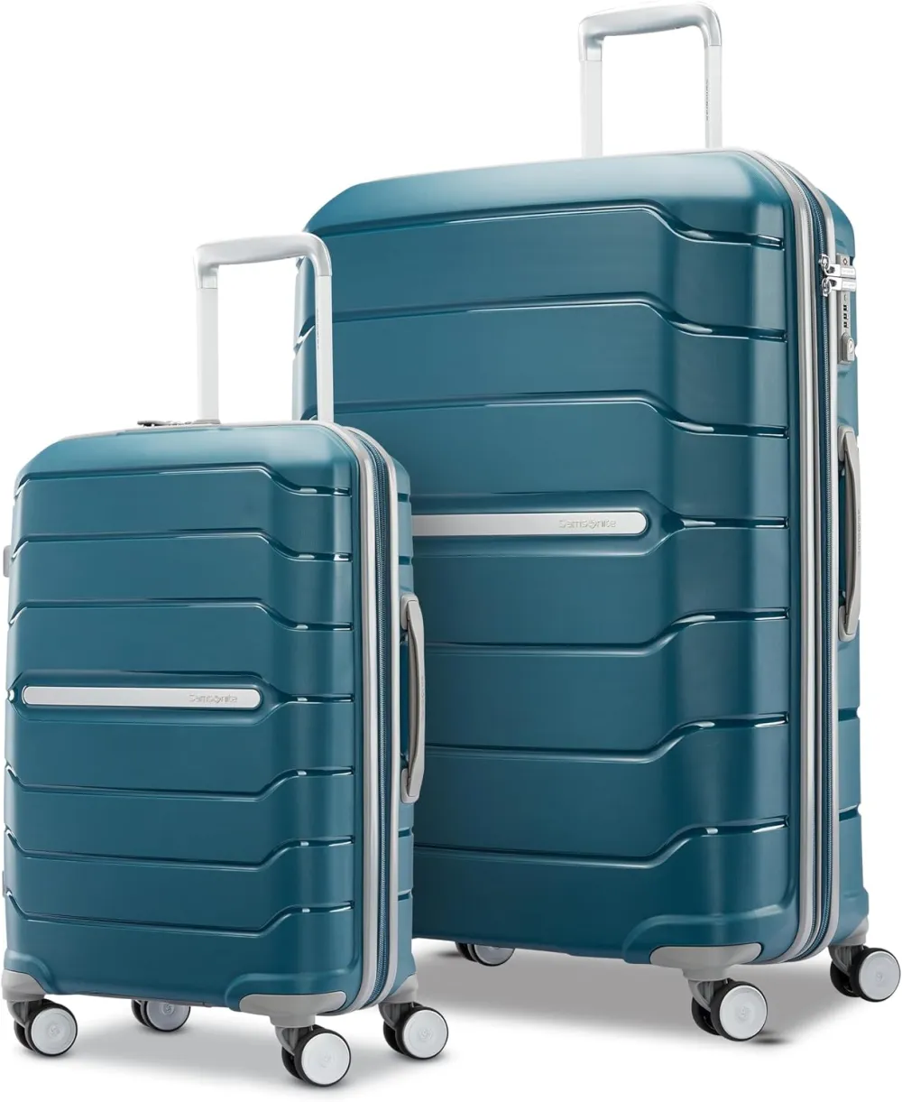Samsonite Freeform Hardside Carry-On Luggage with Spinner Wheels - Hardshell Suitcase - TSA, Airline-Approved - Expandable Hard Shell, Smooth Rolling Wheels for Lightweight Travel - White/Grey