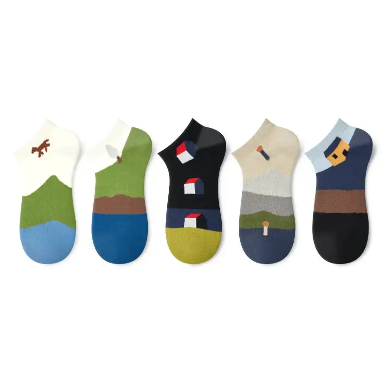 Scenic Nature Pattern Cotton Socks