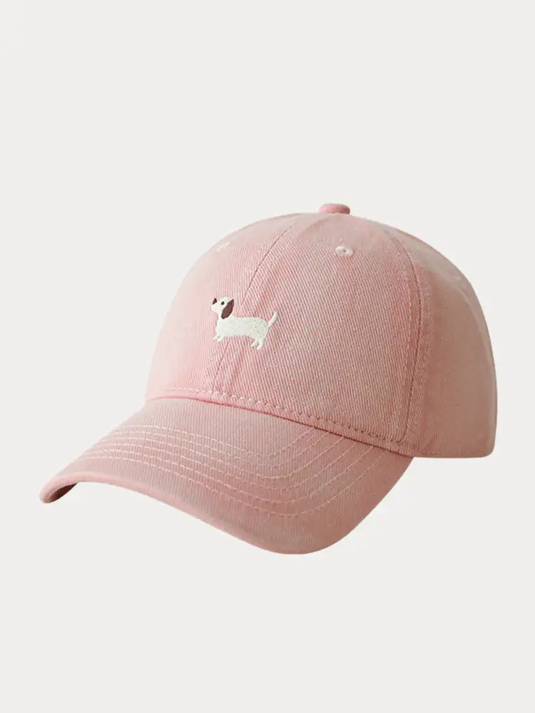 Casual Embroidered Sausage Dog Cotton Baseball Cap