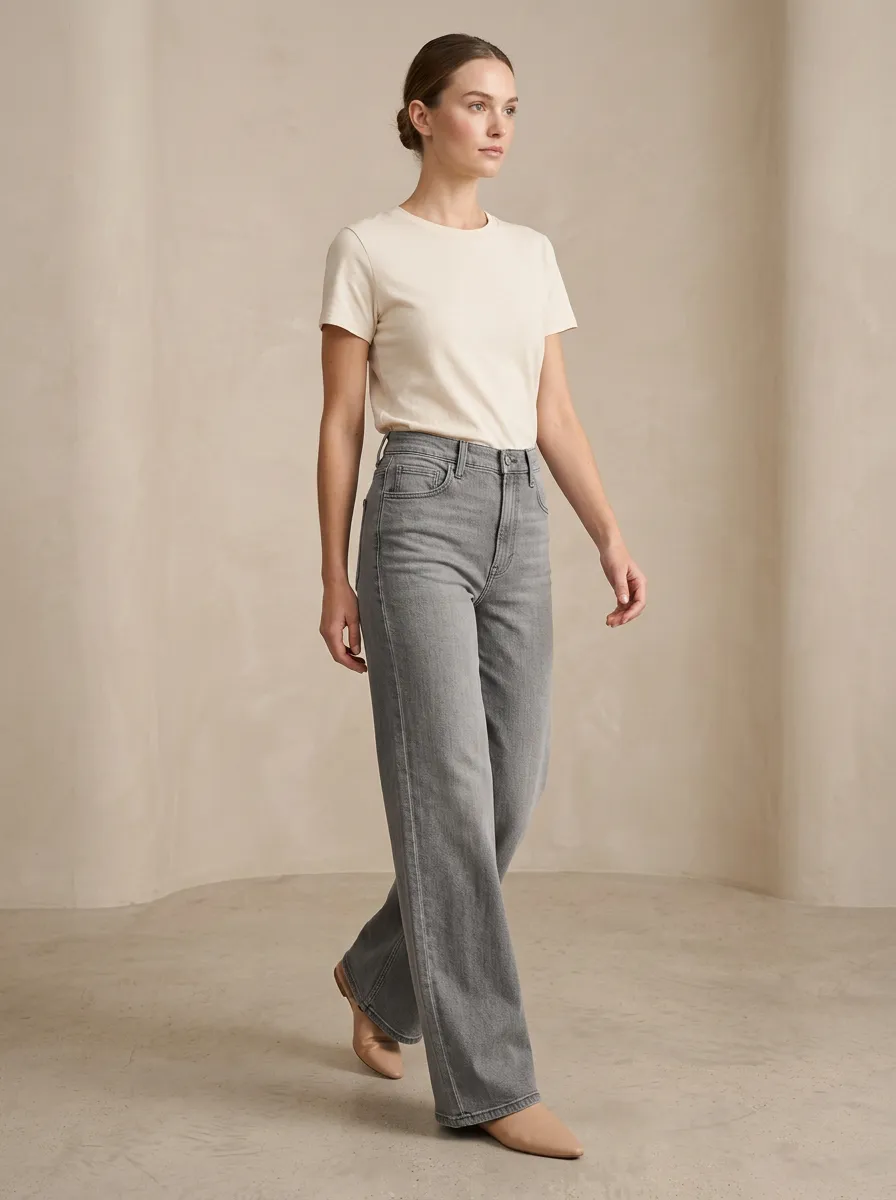 Relaxed Wide-Leg Denim Jeans