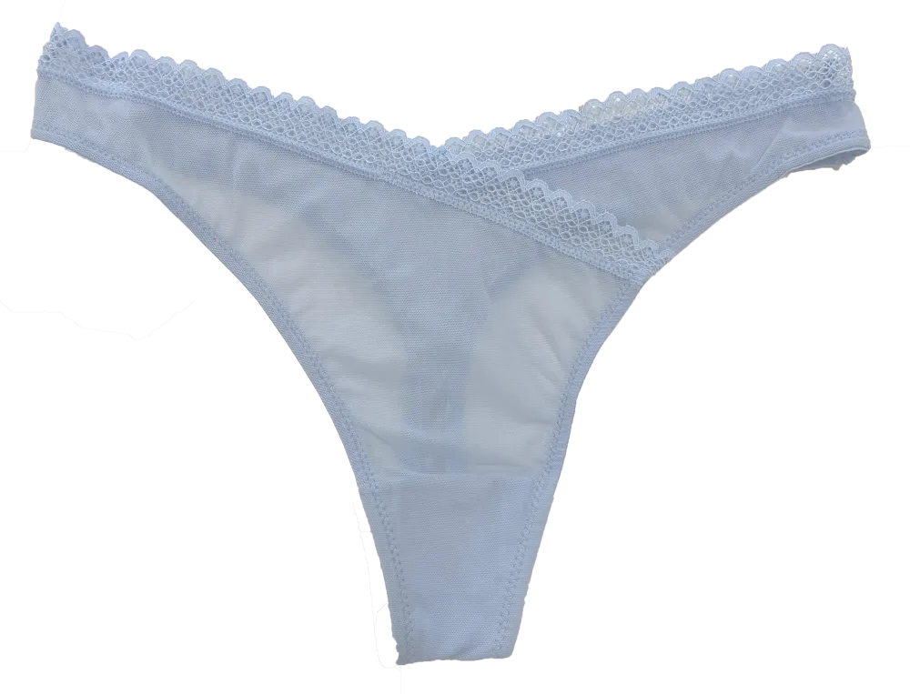 Classic Lace-Trim Lace Mesh Thong Panty