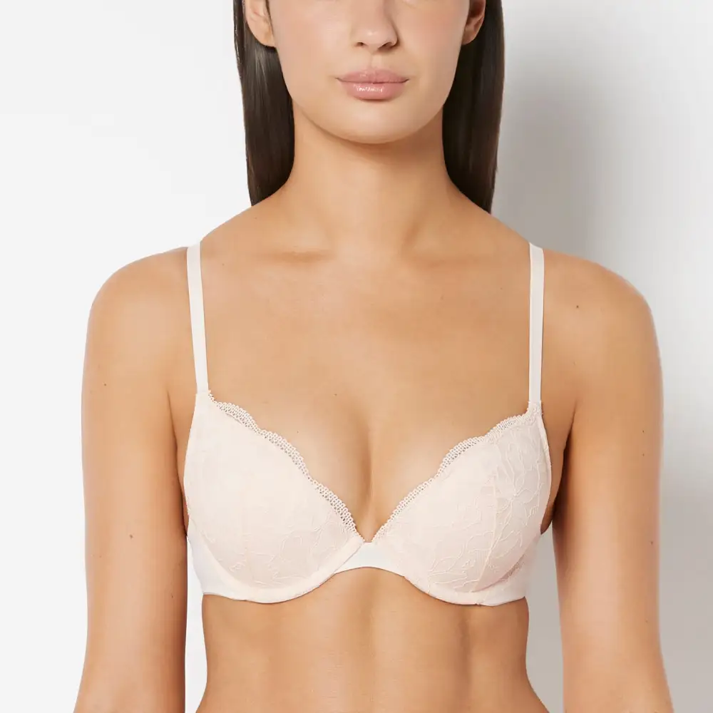 Versatile Push Up Plunge Bra With Charmed Lace