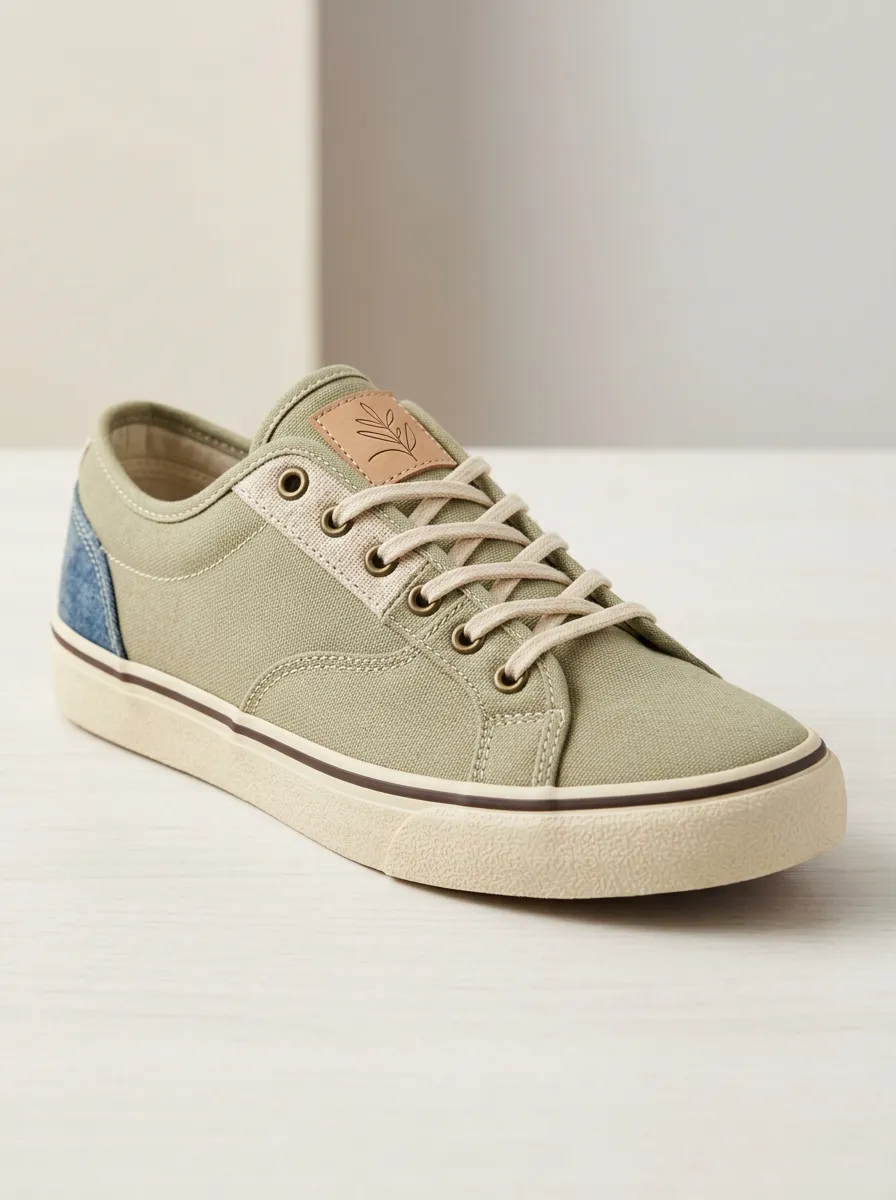 Relaxed Minimalist Leaf Detail Men's Canvas Shoes