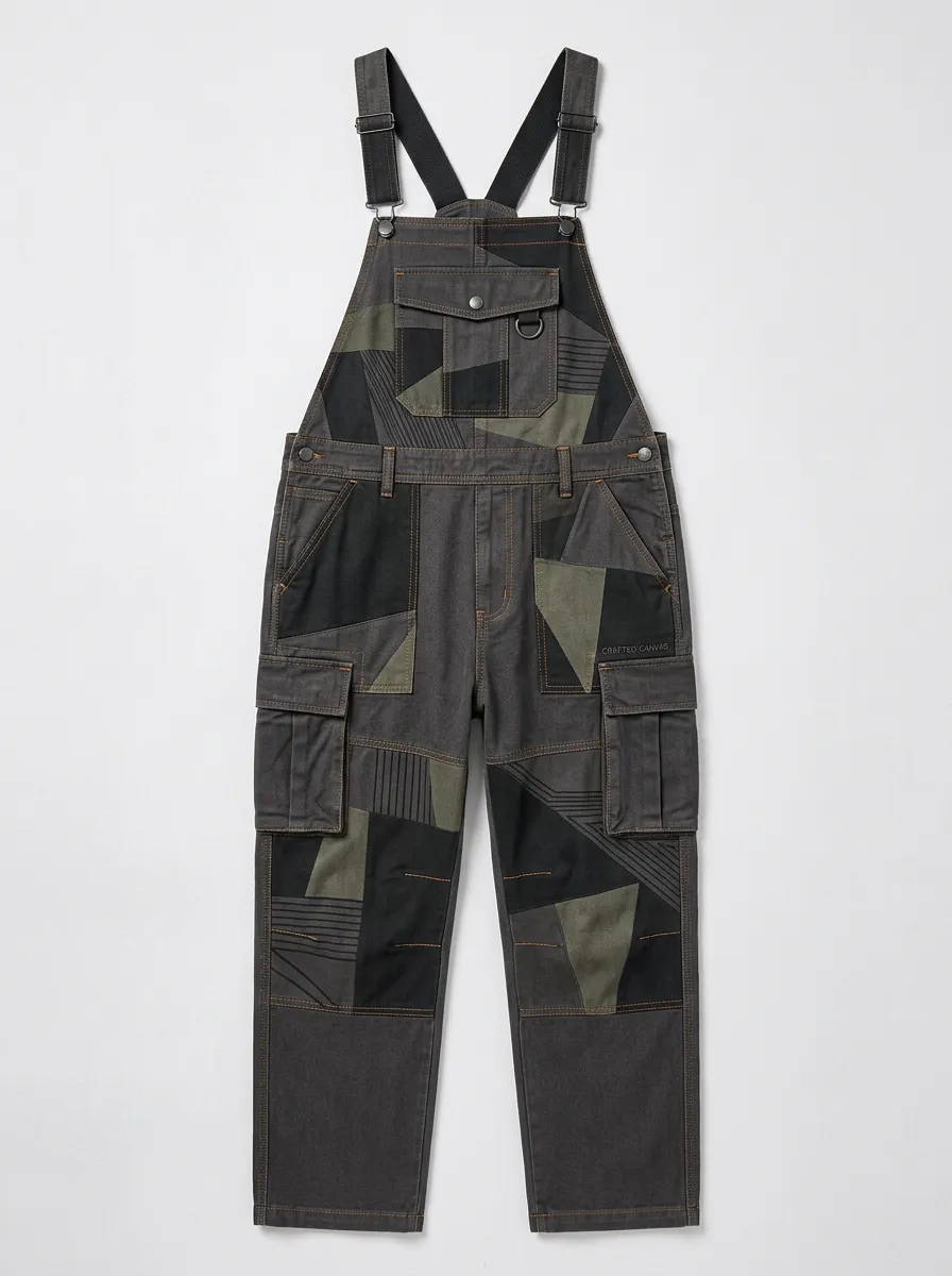 Patchwork Utility Bib Pocket Overalls