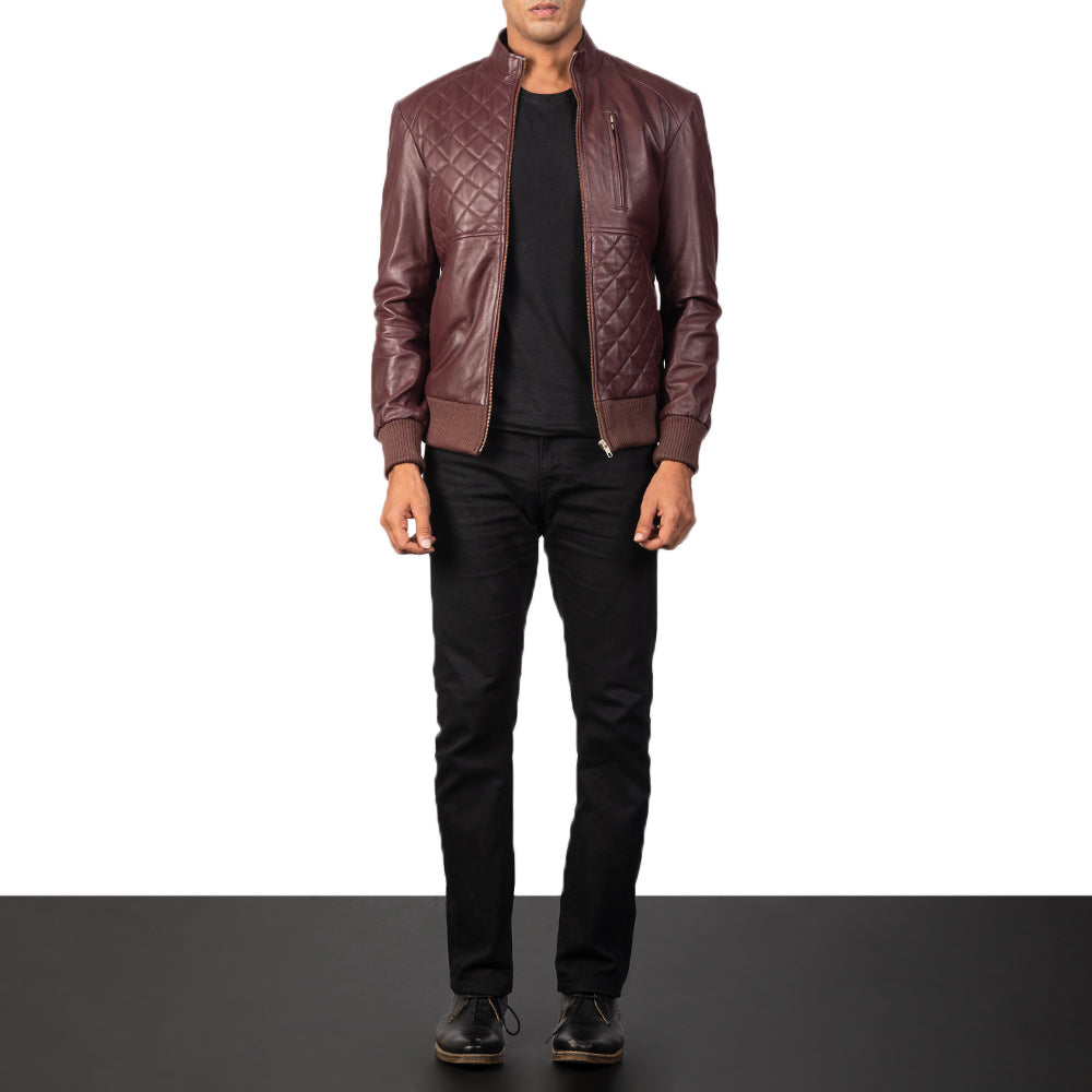 Men's Classic Rugged Bomber Leather Jacket