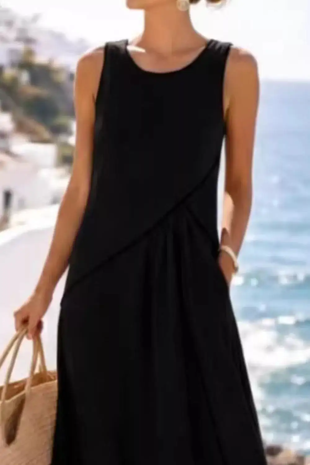 Sleeveless Casual Maxi Dress With Contrast Trim