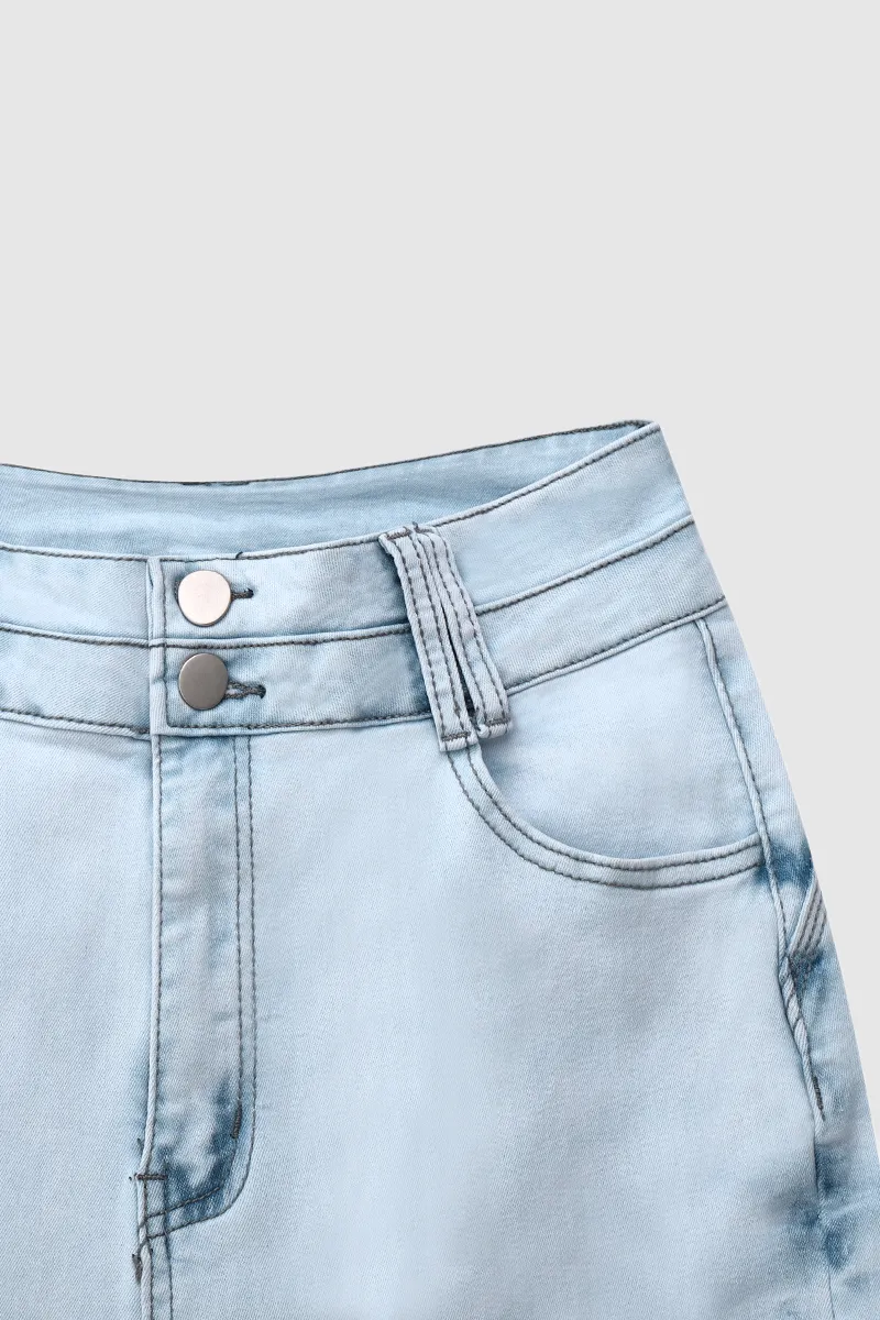 Button Front Butt Lifting Flare Jeans