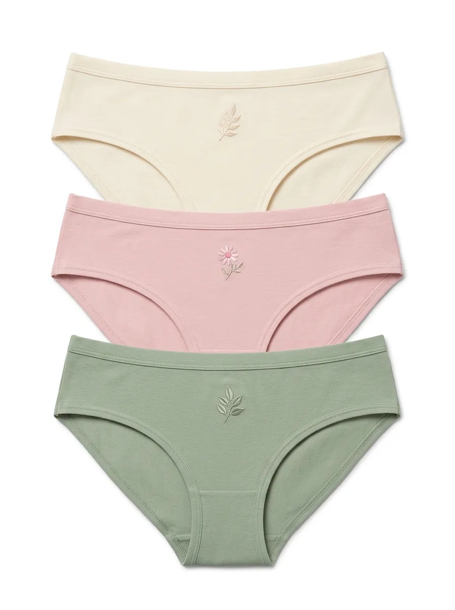 Women's Mid-Rise Embroidered Briefs Three Pack